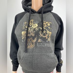 Universal Studios Avengers Marvel Foil Graphic Cotton Blend Unisex Hoodie Size S